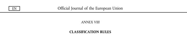 IVDR Annex VIII Classification Rules